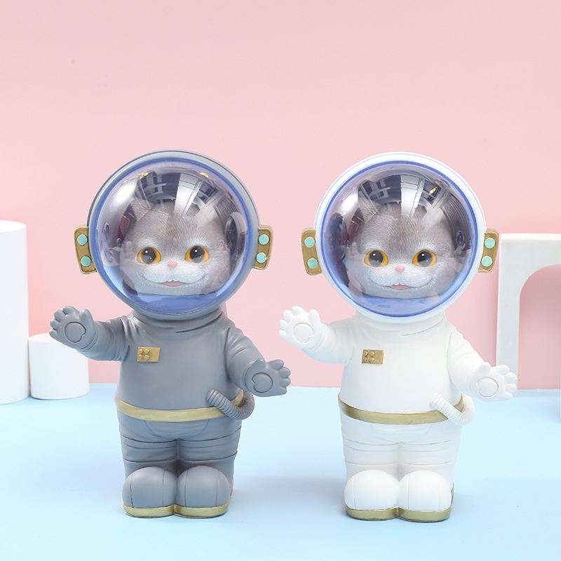 太空猫咪宇航员摆件家居装饰品客厅摆件发光小夜灯卡通太空装饰