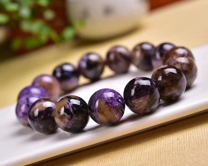 天然紫龙晶圆珠手链 直径16mm重88.5克左右 水头足龙纹清晰-阿里巴巴