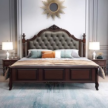 定制美式轻奢软包实木床双人床1.8米 现代简约时尚卧室1.5米婚床