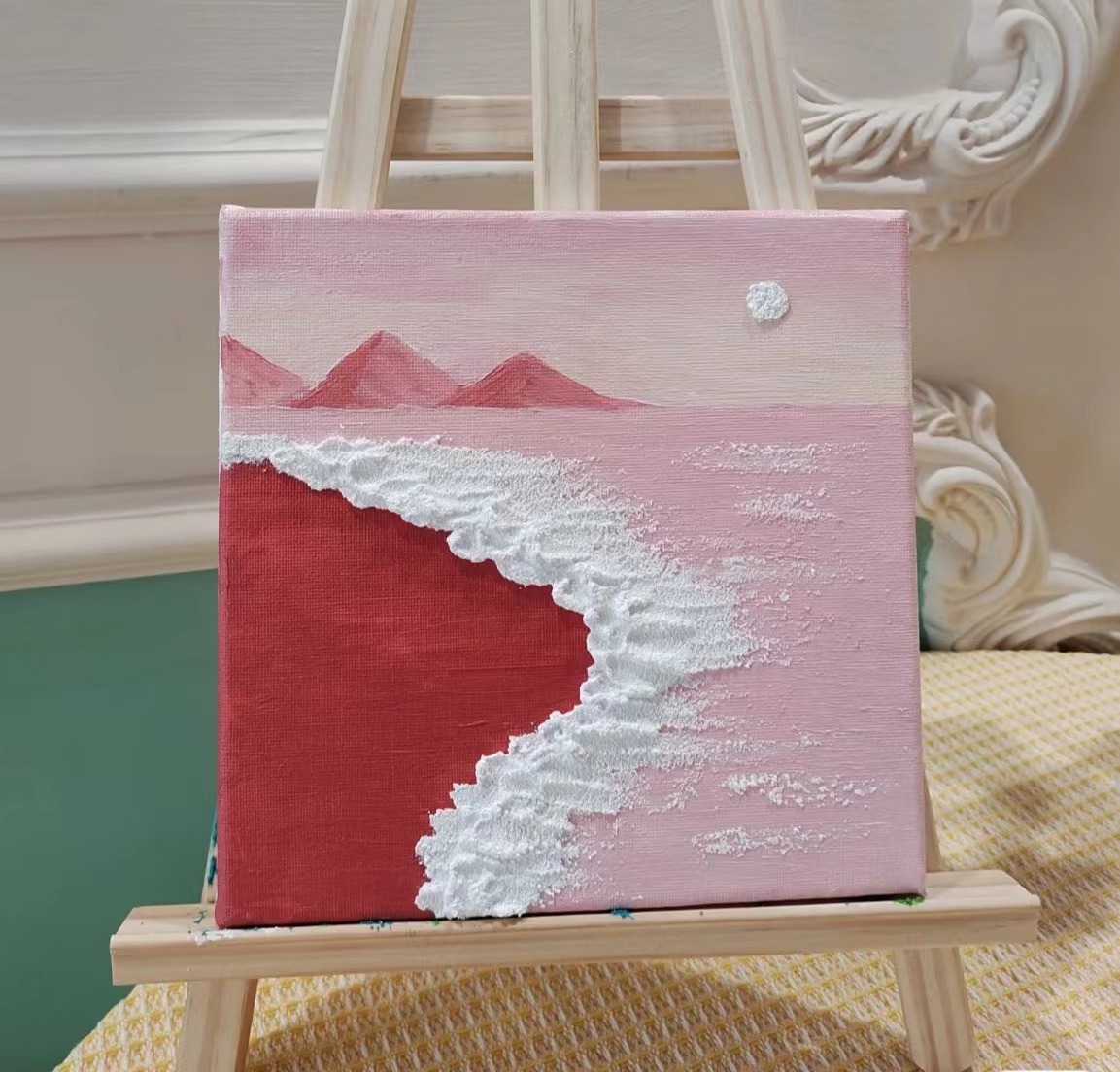 手绘丙烯肌理画diy材料包石英砂颗粒工具画画手工涂料极简装饰画