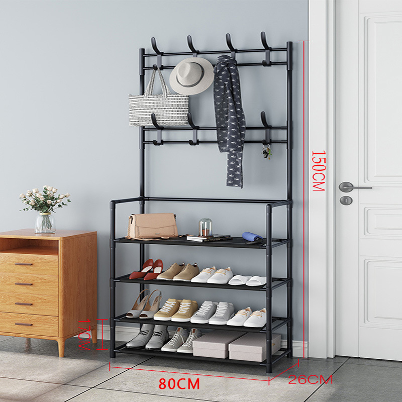 Floor Coat Rack Bedroom Dorm Clothes Rack Household Light Luxury Multi-Functional Assembly Pannier Bag Storage Rack Simple Shoe Rack