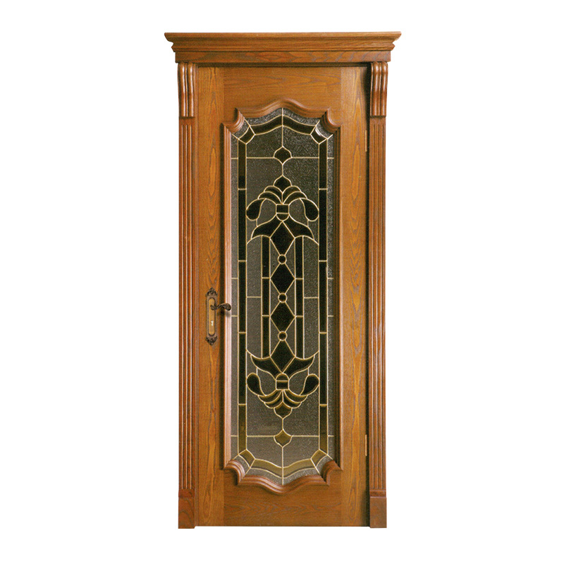 定做卫生间门 家用室内套装门欧式带冒头卫生间门 镶嵌工艺玻璃门