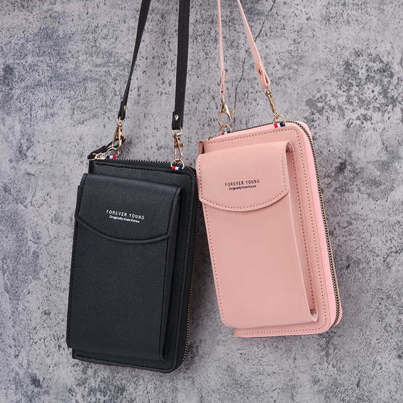 Women's Bag Mobile Phone Bag Small One Shoulder Crossbody Zipper Bag Long Clutch Women's Wallet Foreign Trade in Stock