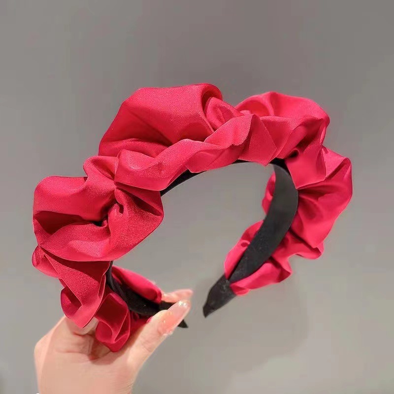 High-Grade Headband Women's High Skull Top Pleated Headband Retro French Net Red Hair Pressure 2022 New Hair Pin Headdress