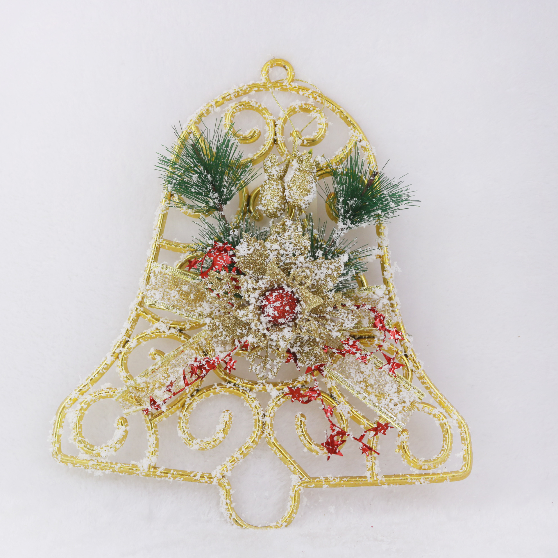 Christmas Decoration Plastic Gold Powder White Pendant Bell Butterfly Crutch Candlestick Wind Chime Musical Instrument Christmas Tree Decorations