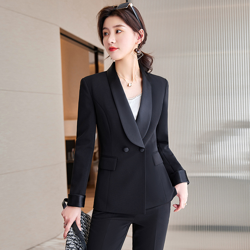高端黑色西装套装女2022春秋新款时尚女神范职业装气质正装工作服
