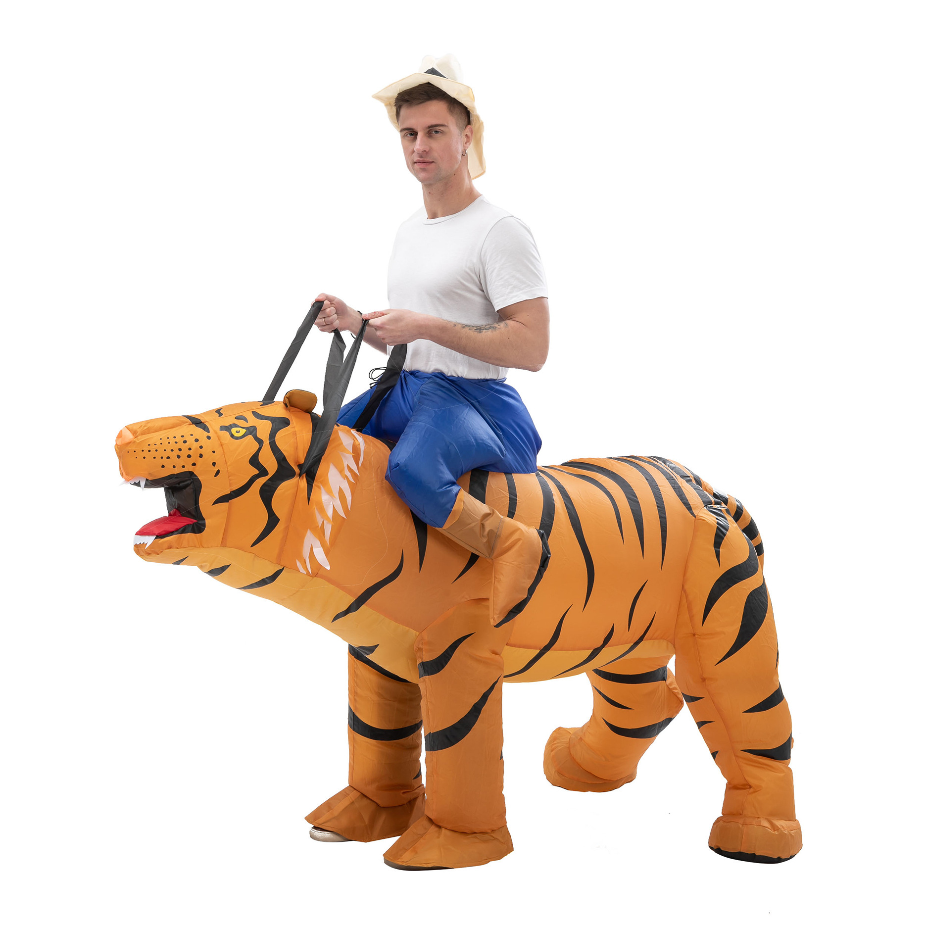 厂家直销新款大老虎骑行充气服装仿真老虎充气服卡通动物表演服饰