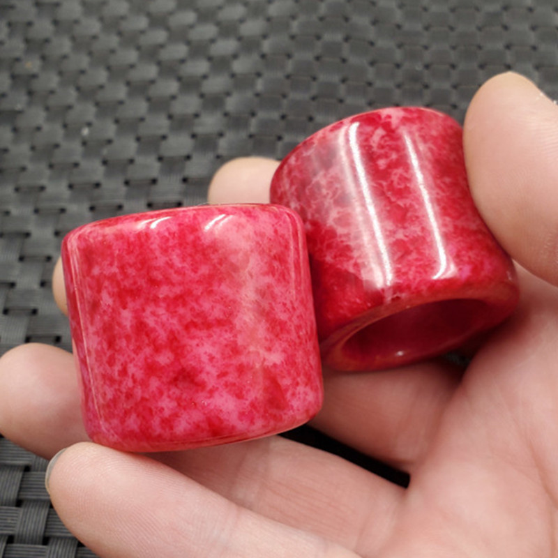玉石扳指桃花玉扳指粉色玉石扳指加宽玉扳指大号扳指饰品扳指指环