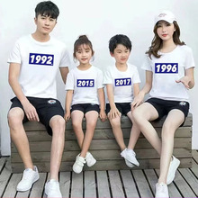 夏季220克亲子儿童纯棉短袖潮牌打底衫定制logo幼儿园T恤手绘印字