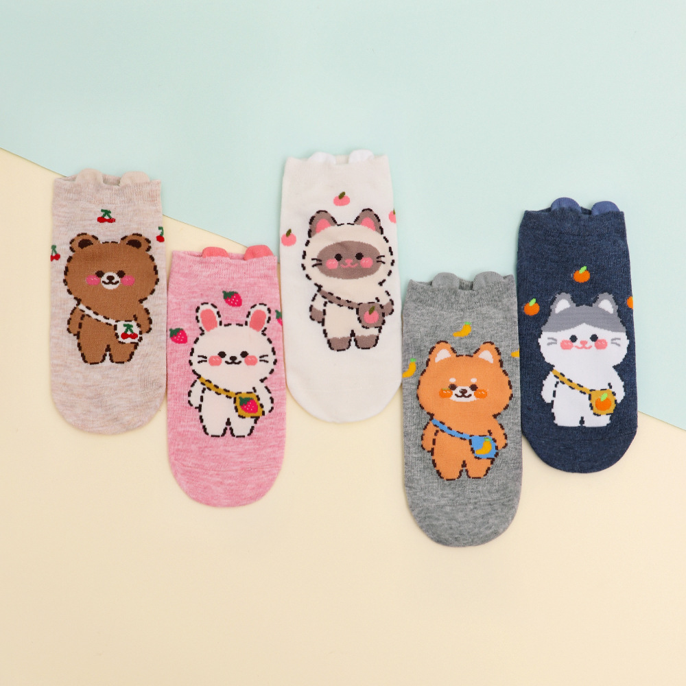 socks women‘s cotton mid-calf socks autumn and winter student japanese cartoon bear socks straight ins trendy cotton socks