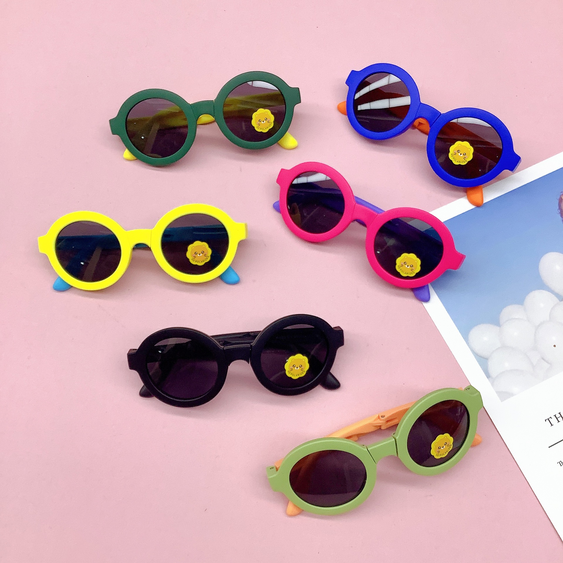 Travel round Frame Folding Kids Sunglasses Fashion Silicone Polarized Portable Baby Sun Protection Sunglasses Fashion