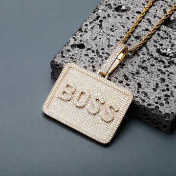 金澳定制字母欧美嘻哈方形满钻字母吊坠项链男女个性潮流配饰