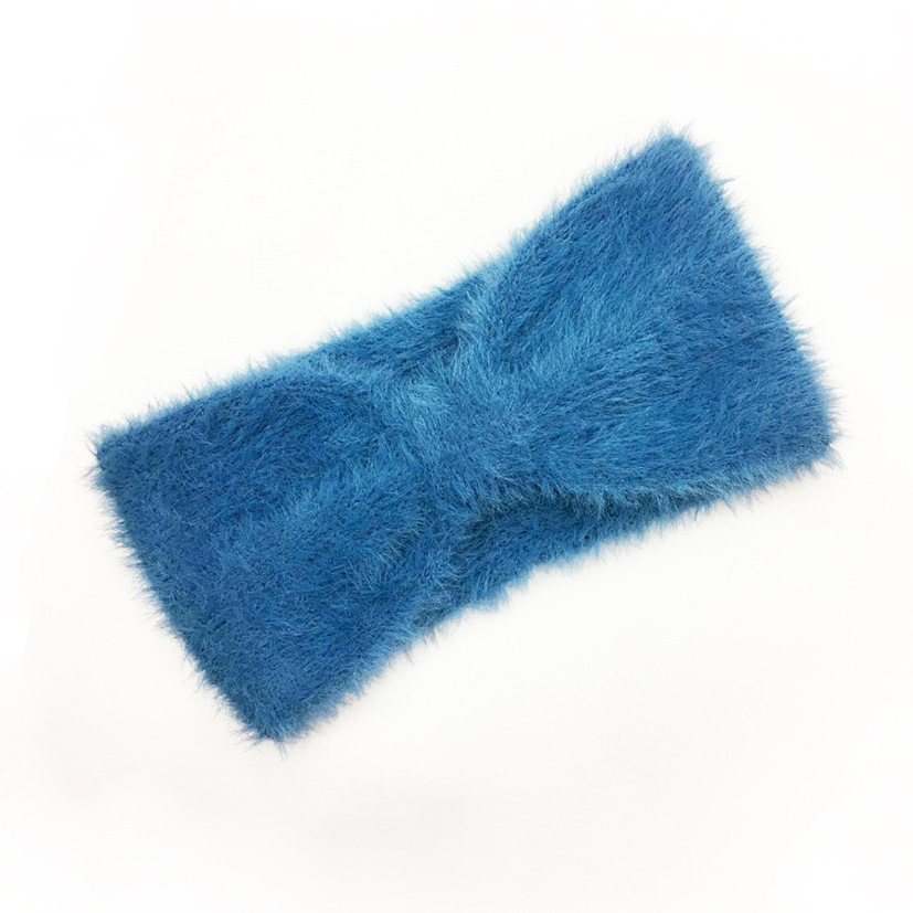 Internet Celebrity Ins2021 New Style Faux Mink Velvet Thickened Warm Bow Knitted Hair Band Wool Hair Band