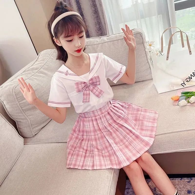 儿童jk制服裙套装夏季学院风女童校服小学生中大童夏装两件套单件