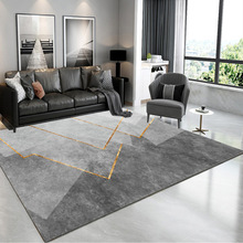 跨境亚马逊现代时尚轻奢灰色几何抽象家用客厅卧室床边地毯地垫
