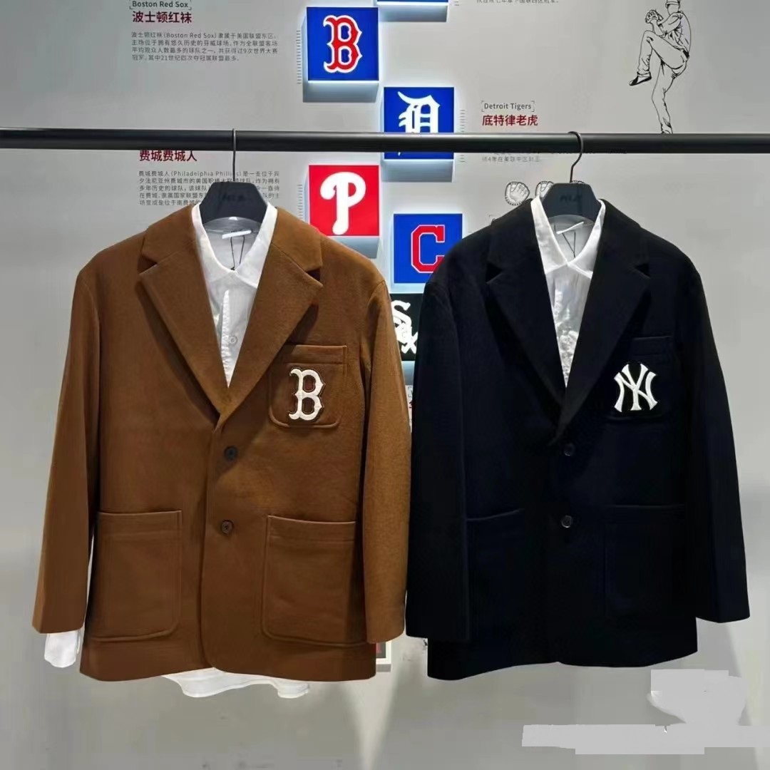 mlb西装毛呢外套ny虞书欣同款男女情侣羊毛西装夹克休闲毛呢外套