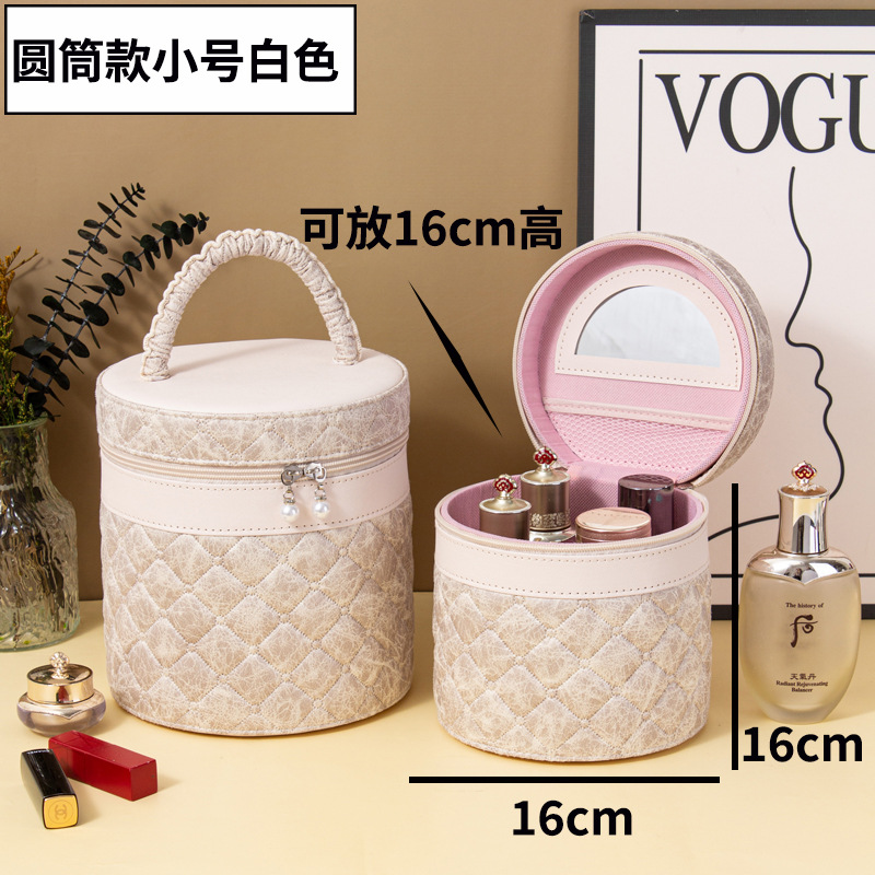 Factory Direct Sales Light Luxury Portable Bucket Bag Large Capacity Cosmetic Case Storage Box Hand Gift Wedding Portable Home