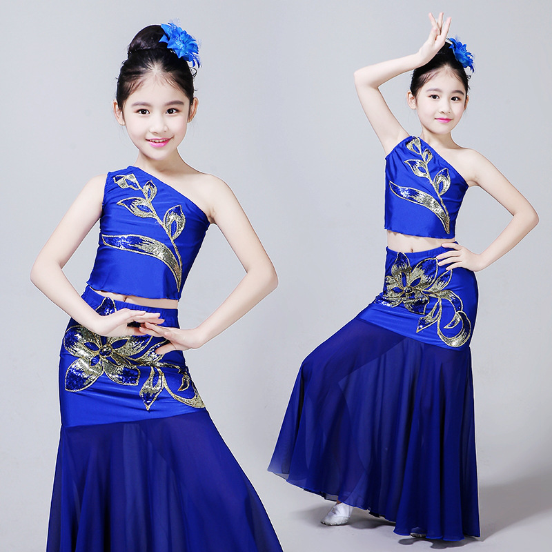 大人/女童孔雀舞 六一儿童节演出服装 孔雀舞蹈服泼水节傣族舞