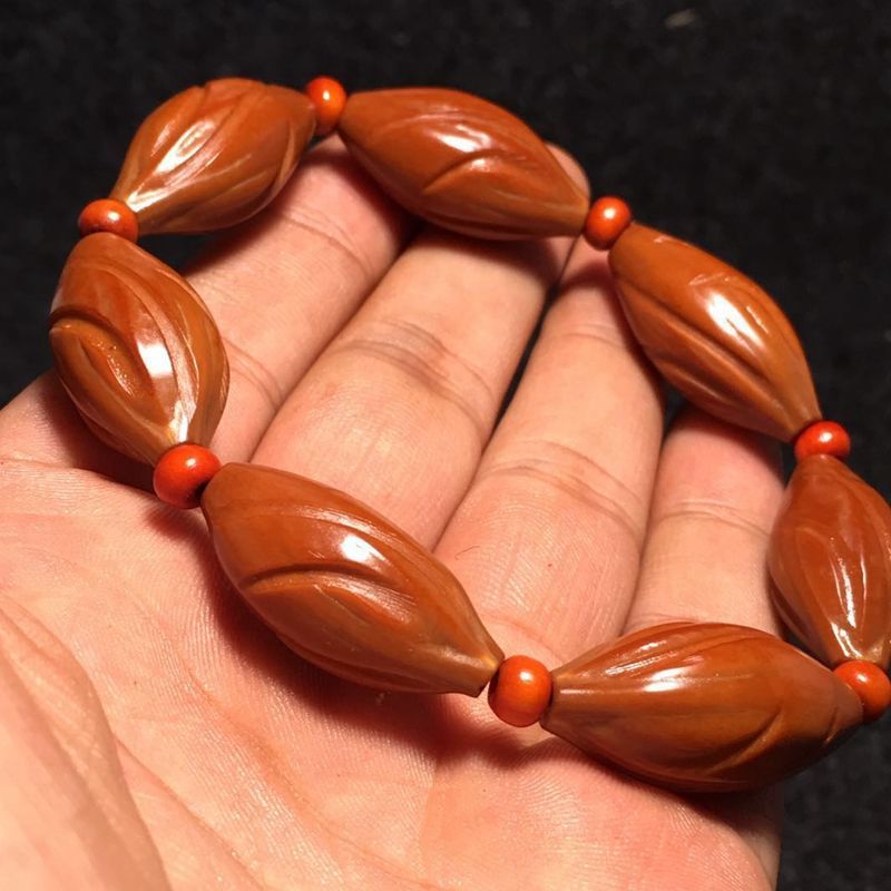 文玩橄榄核手串男士橄榄核雕扭转乾坤橄榄胡原料素核素珠佛珠手链