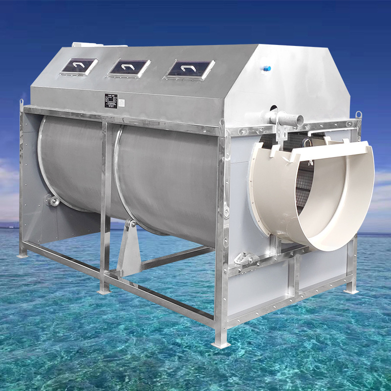 实力厂家大型开式316不锈钢500吨微滤机滚筒过滤循环水养殖设备