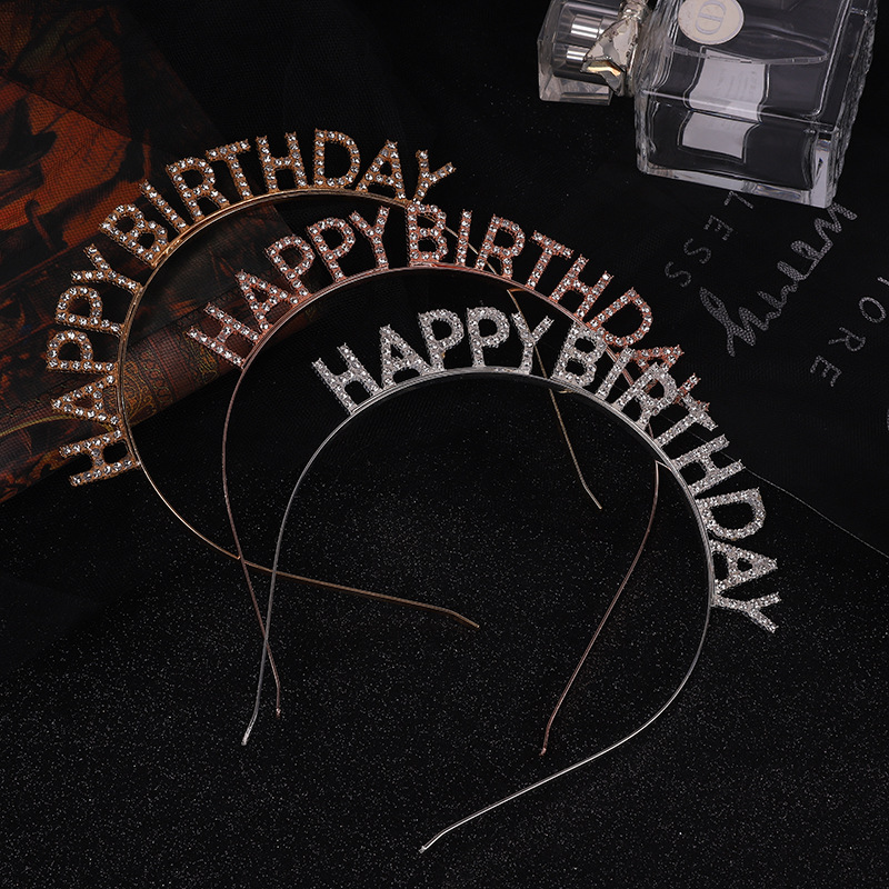 European and American Birthday Party Headdress Hair Hoop Female Letter Happy Birthday Happy Birthday Headband Women's