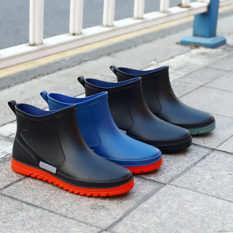 New Men's Rain Boots Non-Slip Waterproof Fashion Luminous Rain Rubber Boots Kitchen Work Short Tube Rain Shoes Wholesale Shoe Cover