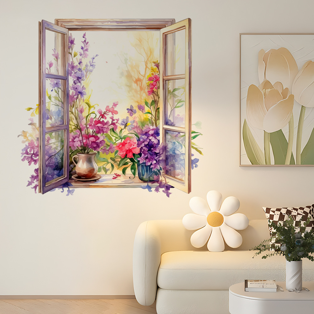 亿尧dd3911温馨阳台花园组合墙纸 客厅房间墙壁美化装饰自粘贴纸