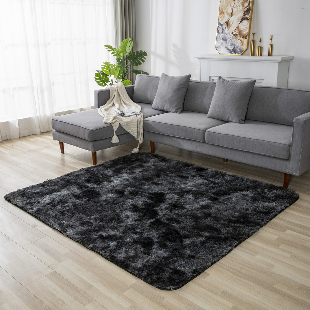 Tie-Dyed Long Fluff Living Room Carpet Floor Mat Bedroom Tea Table Cloth Nordic Instagram Style Thickened Washable Factory Wholesale