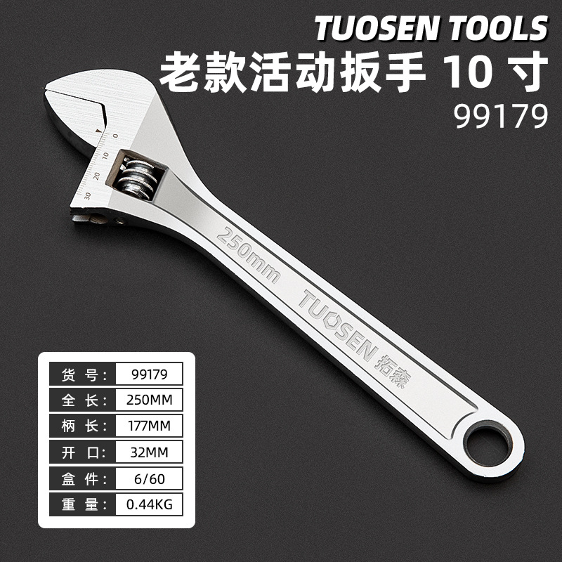 Tuosen Hardware Tools Adjustable Wrench Industrial Grade Wrench 12-Inch Open Wrench Adjustable Wrench 15-Inch Open Wrench