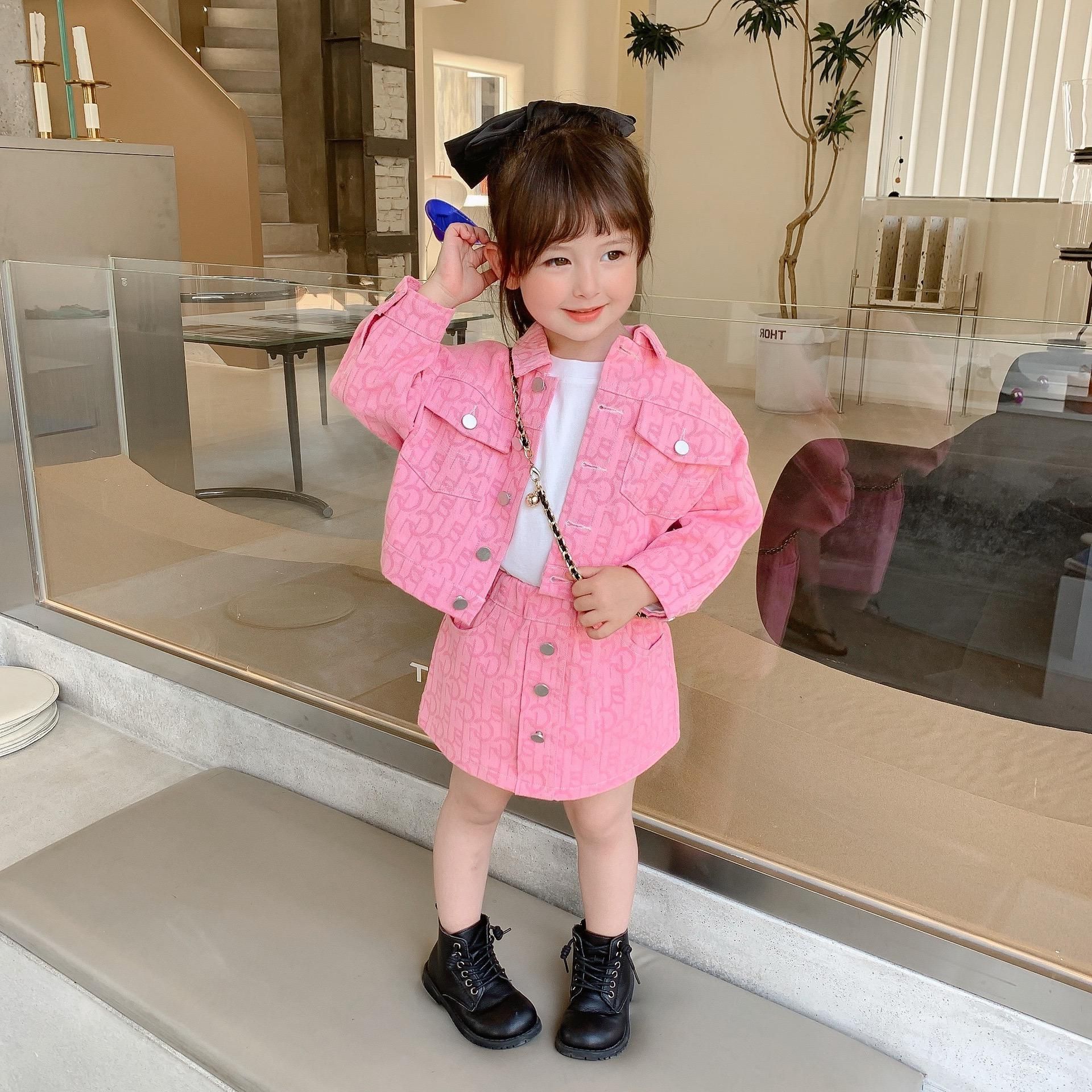 童装女童秋装套装2021新款韩版夹克外套儿童时髦洋气短裙两件套潮