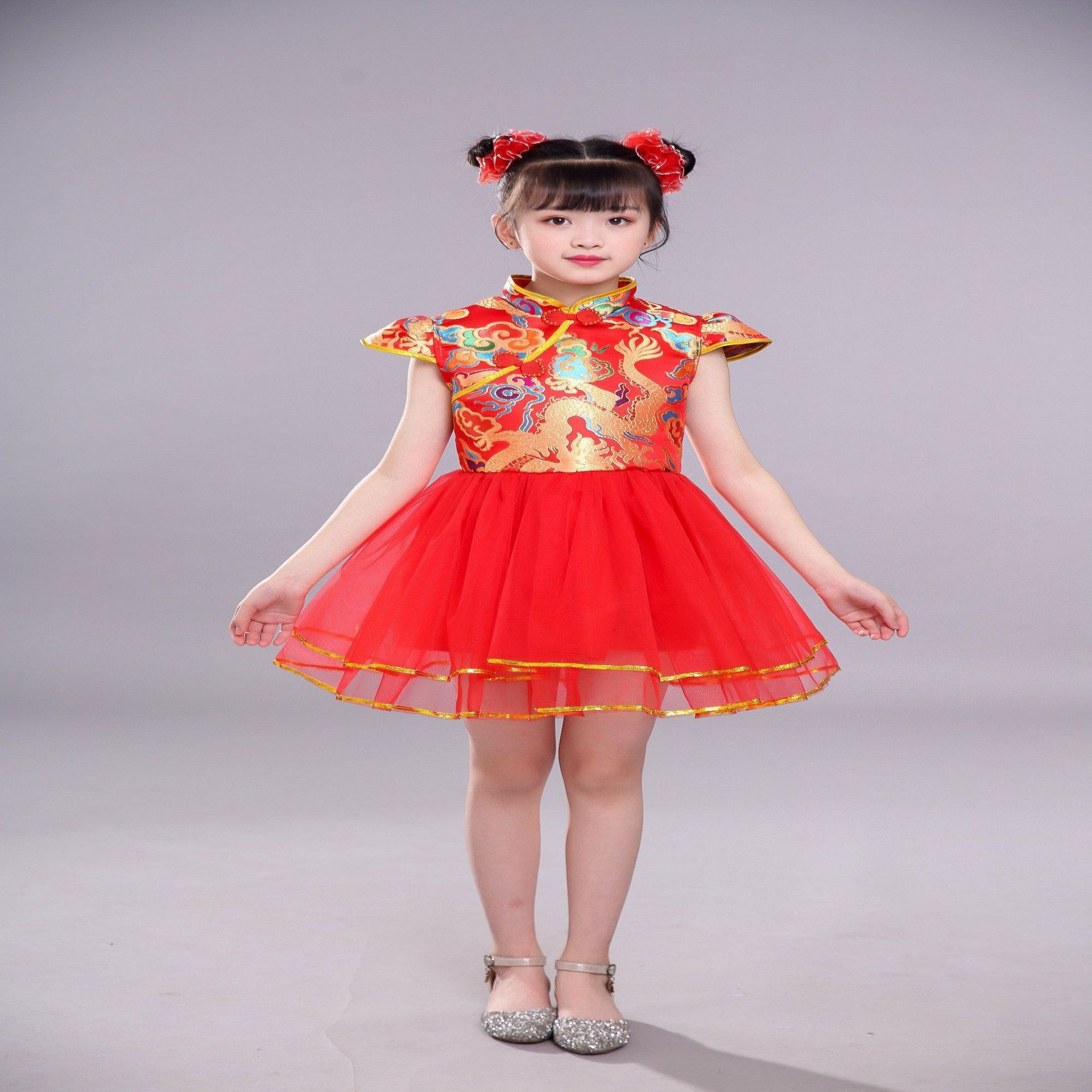 儿童喜庆演出秧歌服肚兜幼儿园中国风开门红表演服打鼓腰鼓服六一