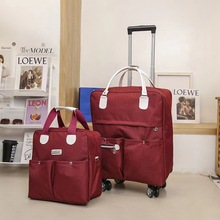拉杆包新品女大容量行李包手提行李袋折叠旅行收纳袋万向轮印LOGO
