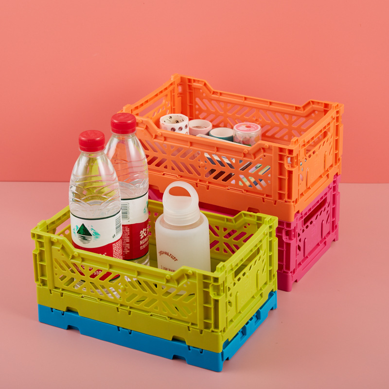Desktop Folding Storage Box Toy Storage Basket Kitchen Food Drawer Storage Basket Orange without Lid Storage Basket