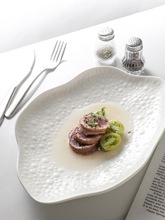 西餐厅创意餐盘新款不规则法式鹅肝盘子菜盘日式陶瓷汤盘商用深盘