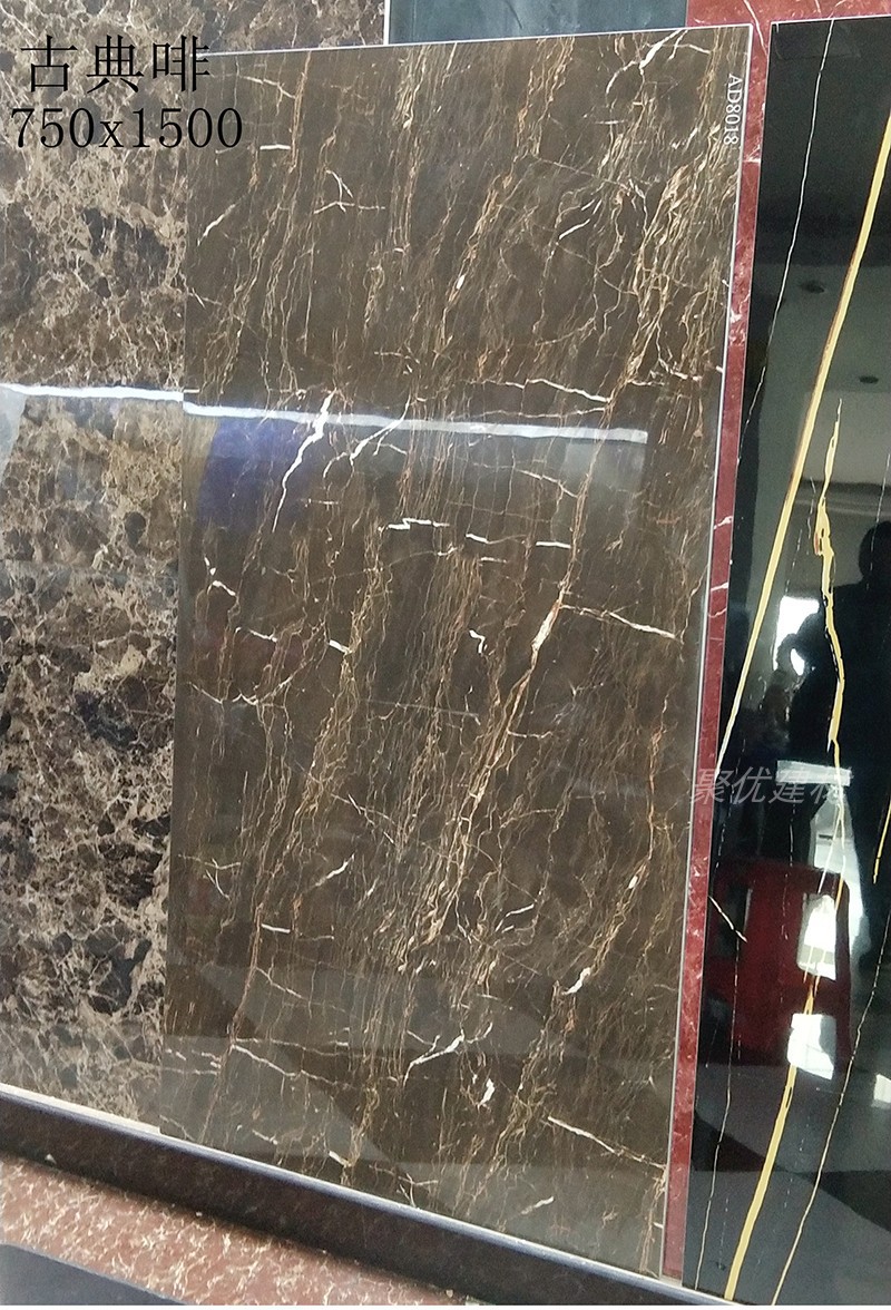 劳伦特黑通体大理石瓷砖750x1500酒吧夜总会黑金花深色防滑地板砖