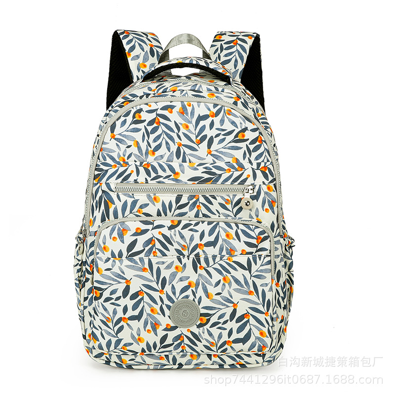 New Backpack Unisex Large Capacity School Bag Nylon Cloth Floral Casual Backpack