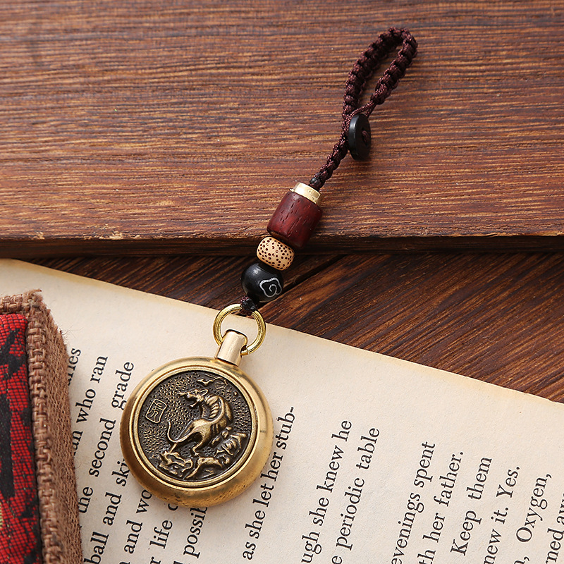 Brass Zodiac Turn Keychain Braided Rope Guardian Keychain Accessories Pendant One Piece Dropshipping Free Shipping