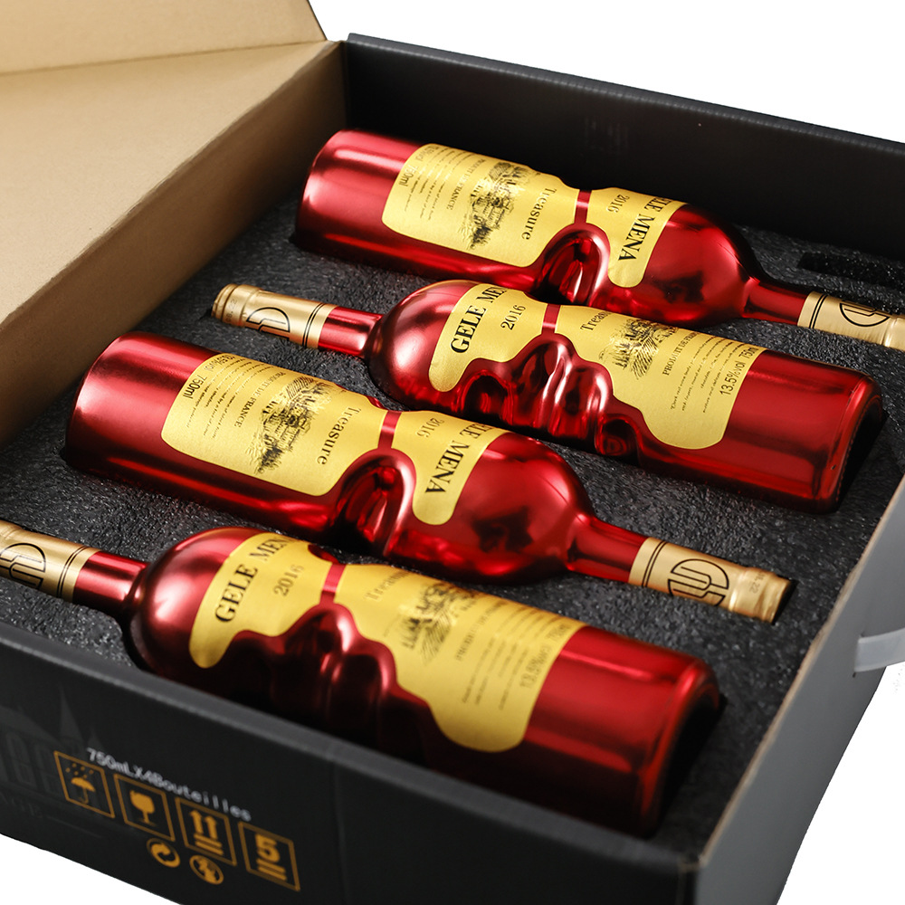 四支礼盒装干红葡萄酒批发团购送礼一件代发手握瓶红酒 图片_高清大图