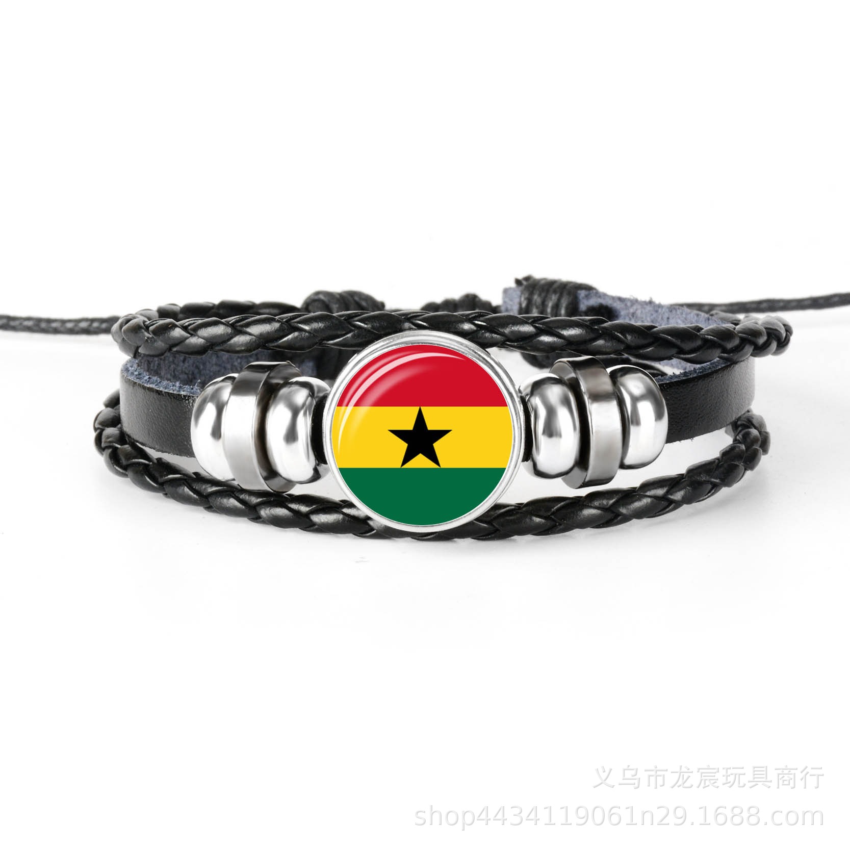 Supply Fiji Flag Bracelet National Flag Time Stone Bracelet Personality Woven Cowhide String Hands