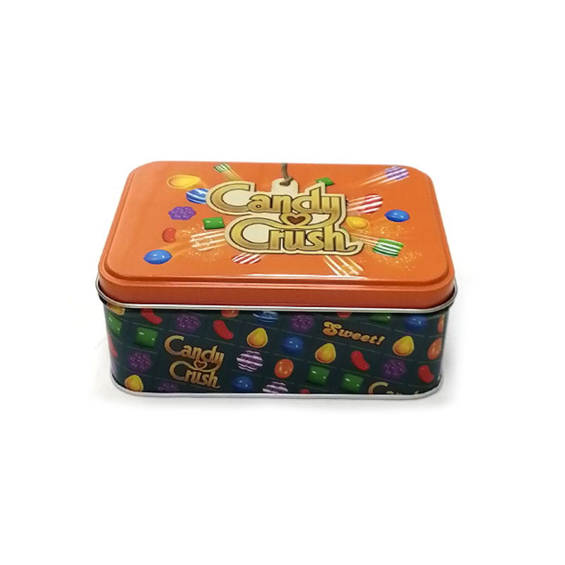 零食小吃彩虹软糖包装铁盒子 马口铁包装糖果食品铁盒 长方形铁盒