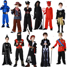 万圣节表演服新款男童贵族海盗骷髅牛仔忍者红牛魔魔法师扮演服装