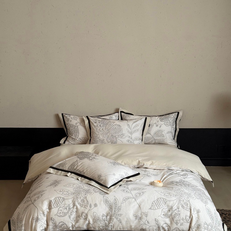 轻奢100 支长绒棉陶瓷磨毛四件套高级感全棉春秋超柔床上用品被套