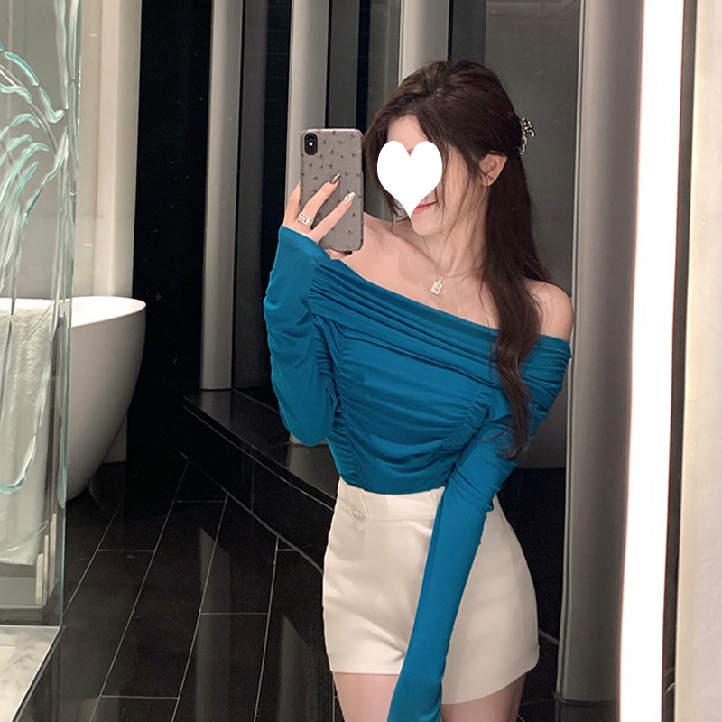 一字领修身t恤图片