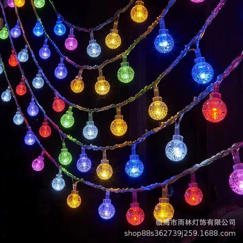 LED Outdoor Camping Lighting Chain Flashing Light Colored String Lights Small Balls Lighting Chain Christmas Holiday Atmosphere Decorative Lights Star Lights