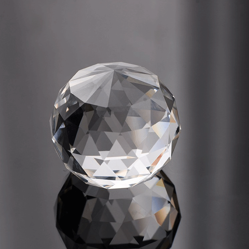 水晶球多面切面球拍摄道具单平中间打孔家居饰品台灯楼梯装潢配件