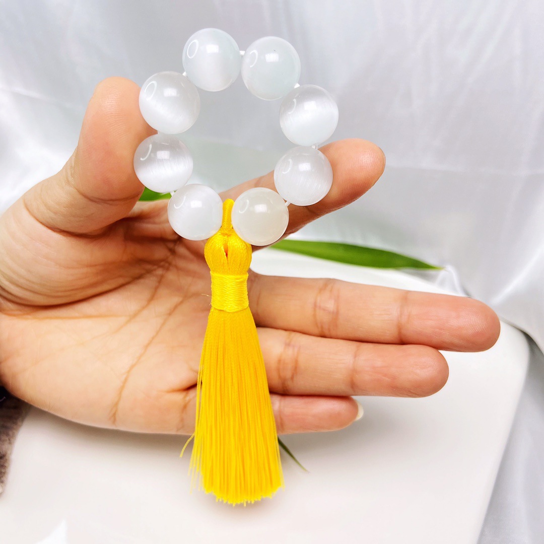 白猫眼绕指柔手捻佛法手持转珠静心手指玩具串珠跑环14mm工厂批发