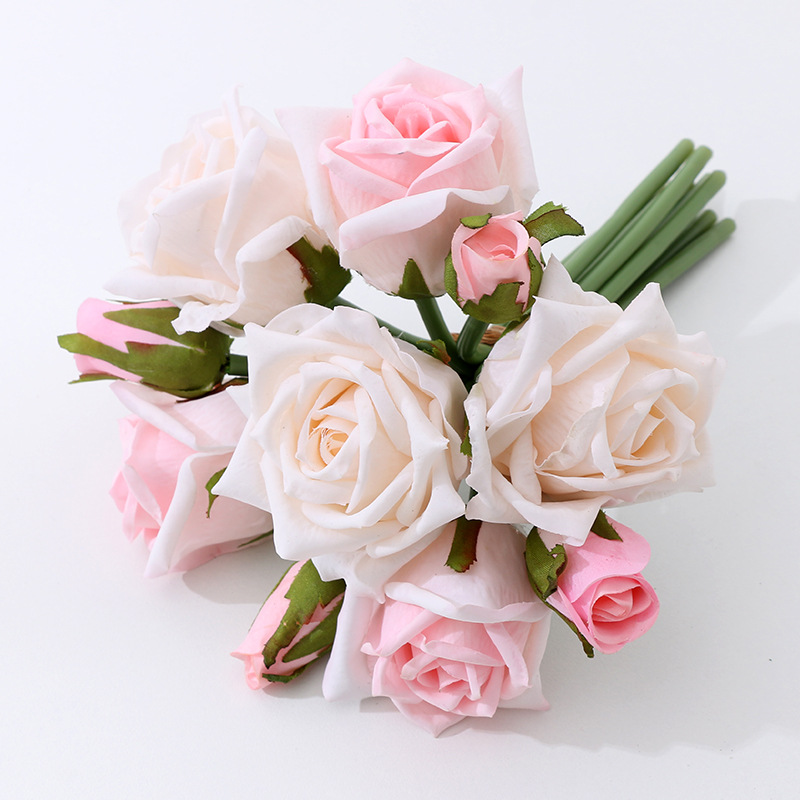 Tie 10 Heads Feel Artificial Rose Dining-Table Decoration Bride Holding Moisturizing Lamination Emulational Rose Flower