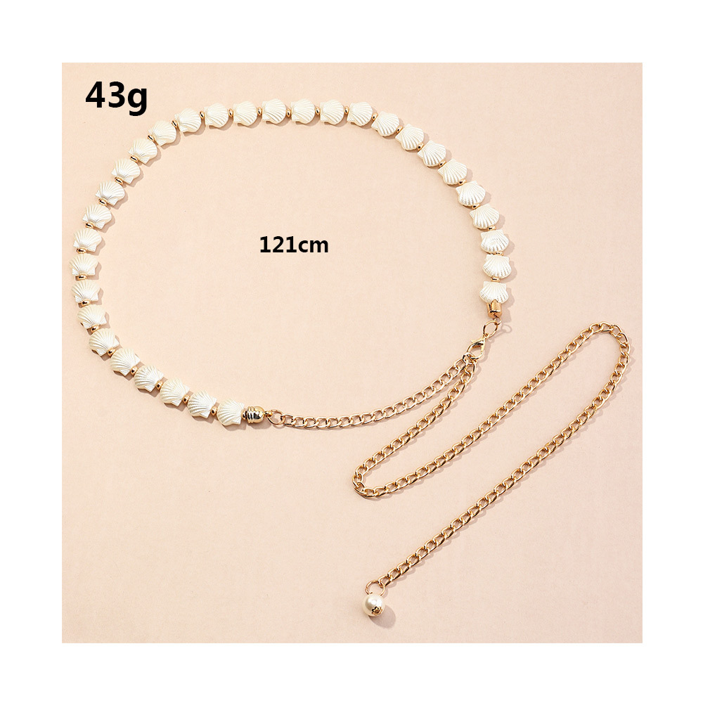 Cross-Border European and American New Fashion Elegant Metal Shell Waist Chain Female Ornament Belt with Skirt Chain