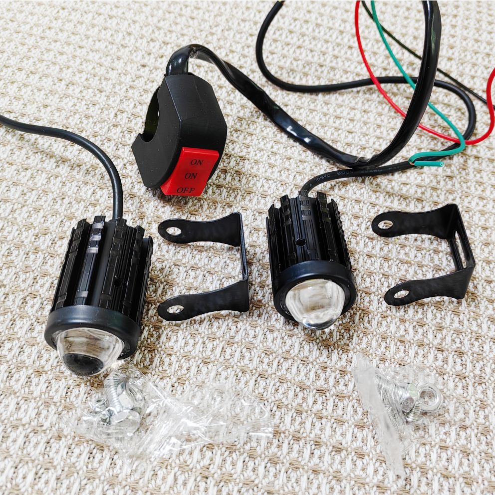 摩托车灯外置led透镜大灯双色小钢炮电动车大射灯-阿里巴巴