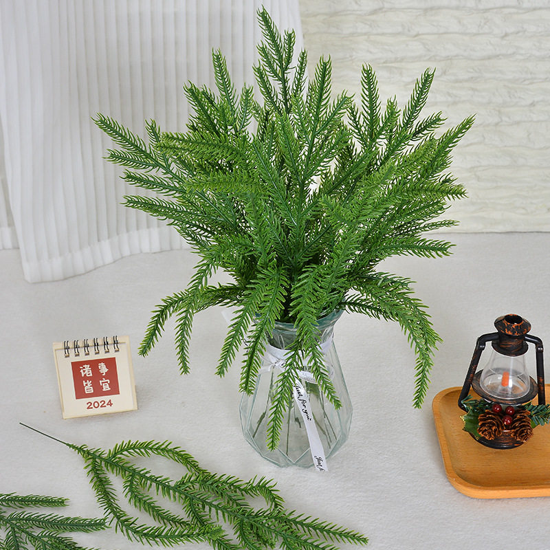 亚马逊爆款仿真立体手感软胶福克松枝圣诞树藤条花环气氛装饰配件